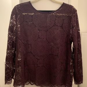LOFT long sleeve lace blouse